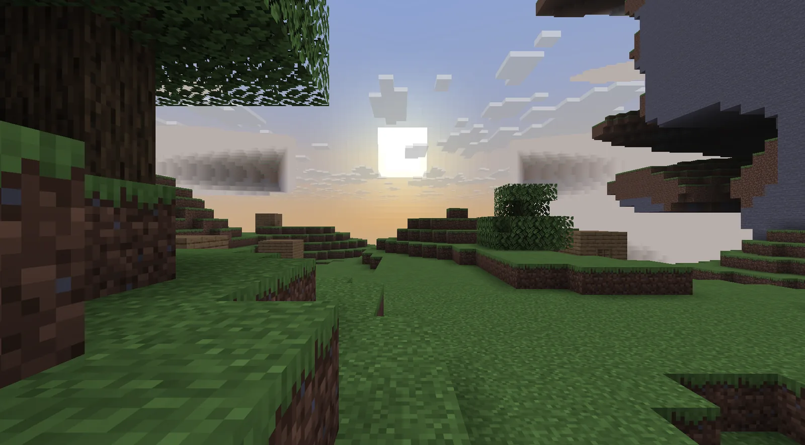 Broken floating terrain at sunset in the Far Lands